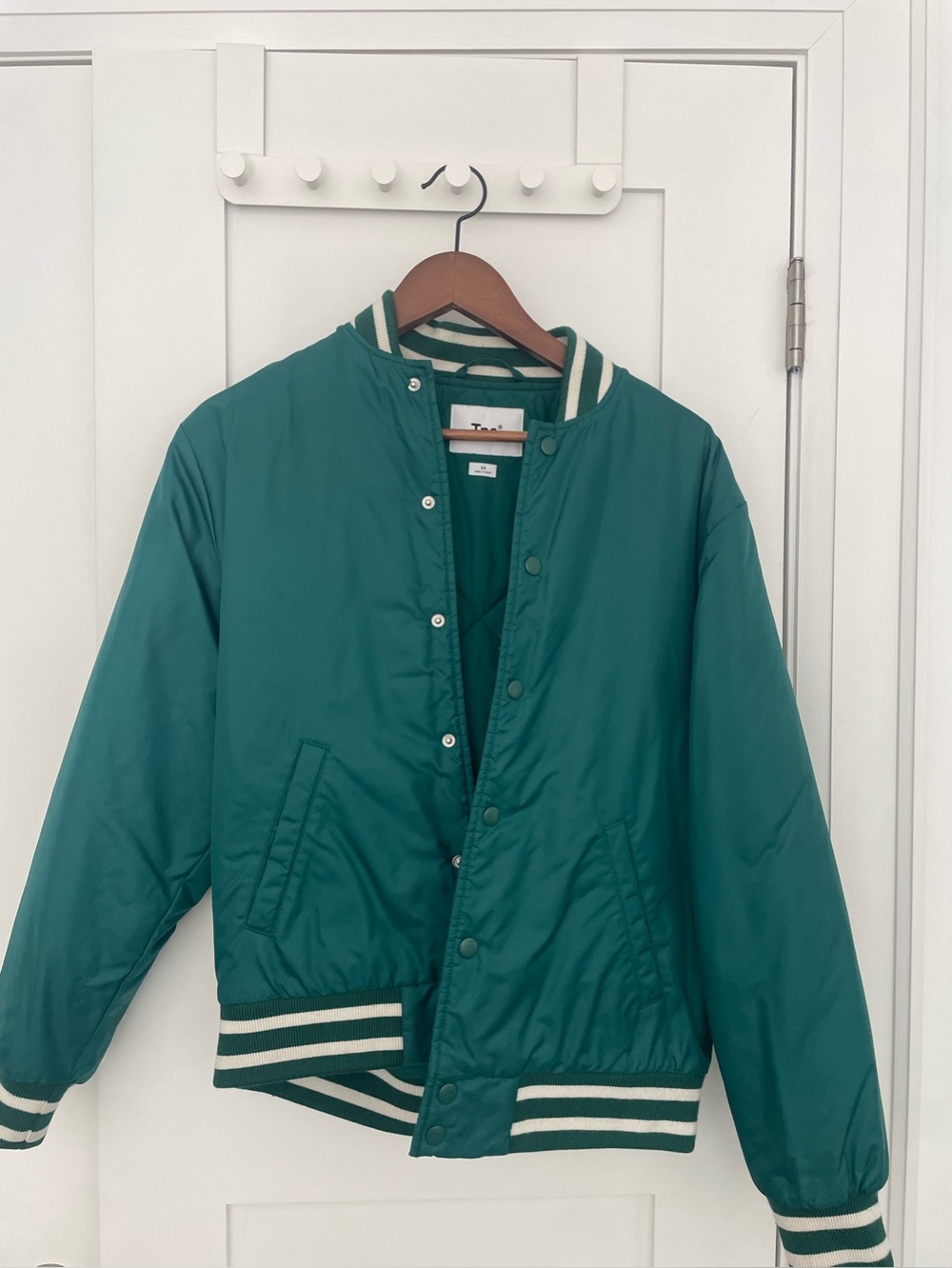 TNA Green Varsity Bomber Jacket with White-Trim